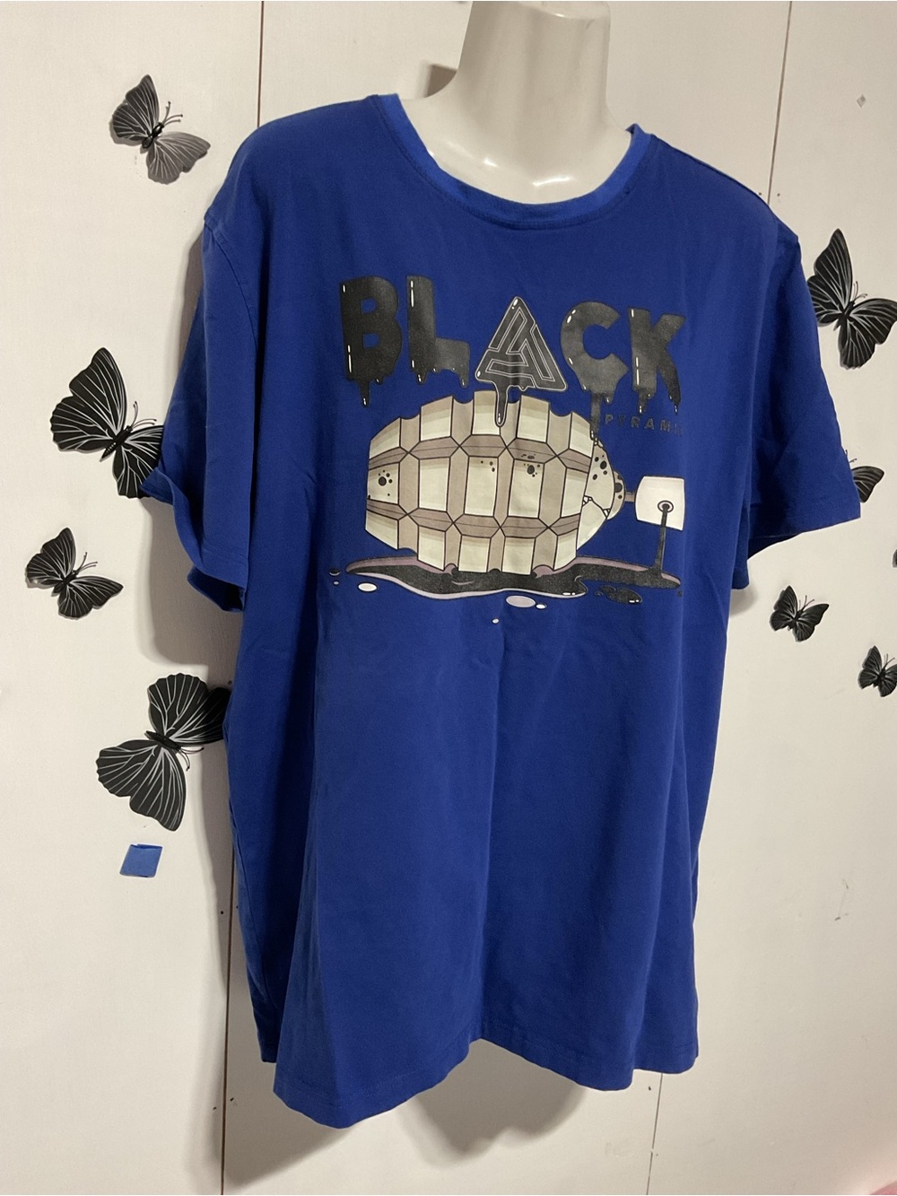 Black Pyramid Royal Blue Graphic Tee with Metallic Black Print